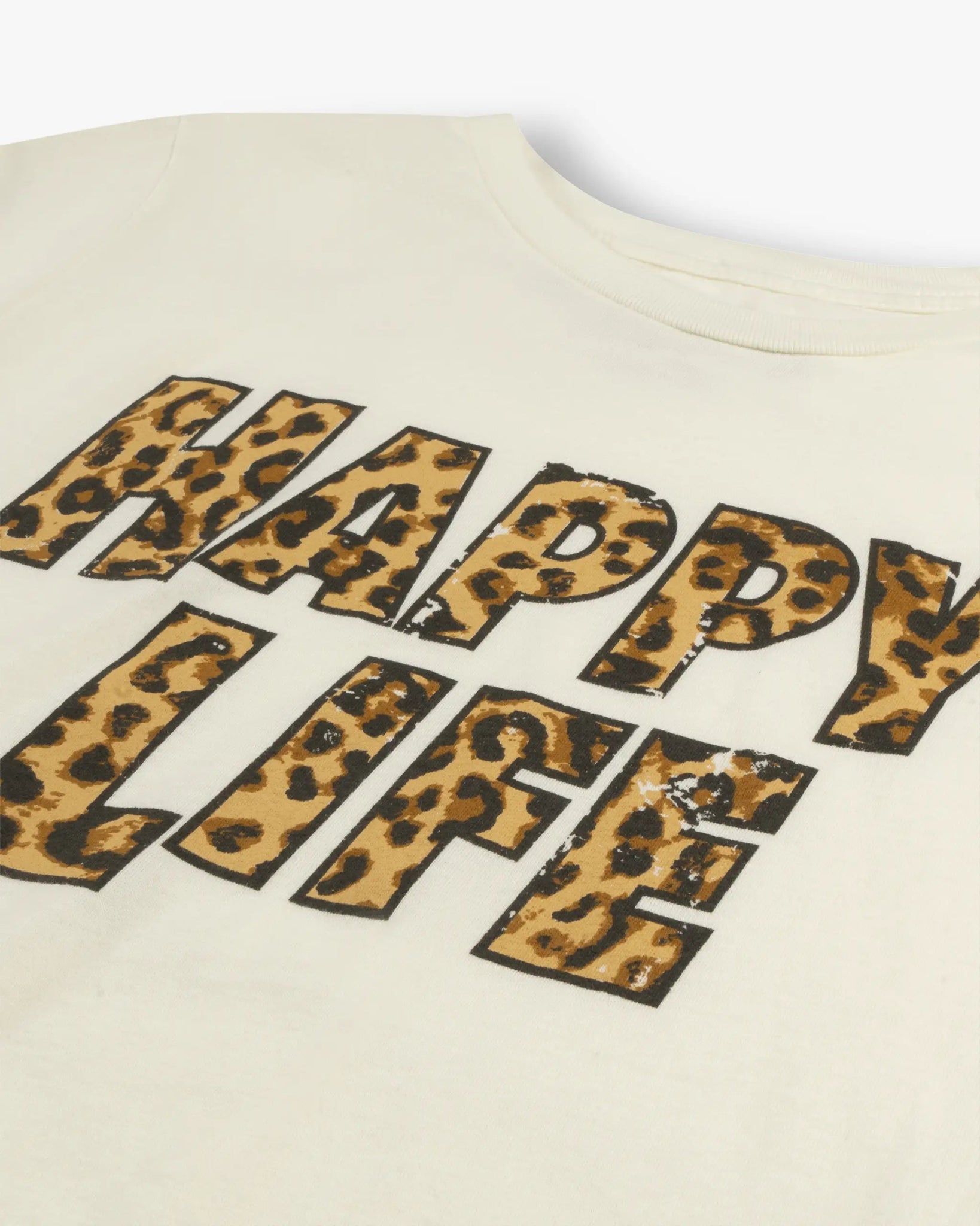 Vintage - weißes Shirt mit Statement - Print "Happy Life“ von Retro Brand - Shirts RETRO BRANDS