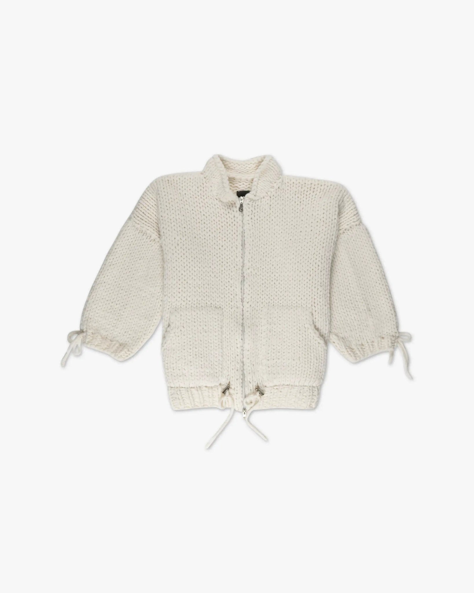 Weiße Wolle - Zip - Woker - Cardigan von Ilona von Preuschen - Knitwear Ilona von Preuschen