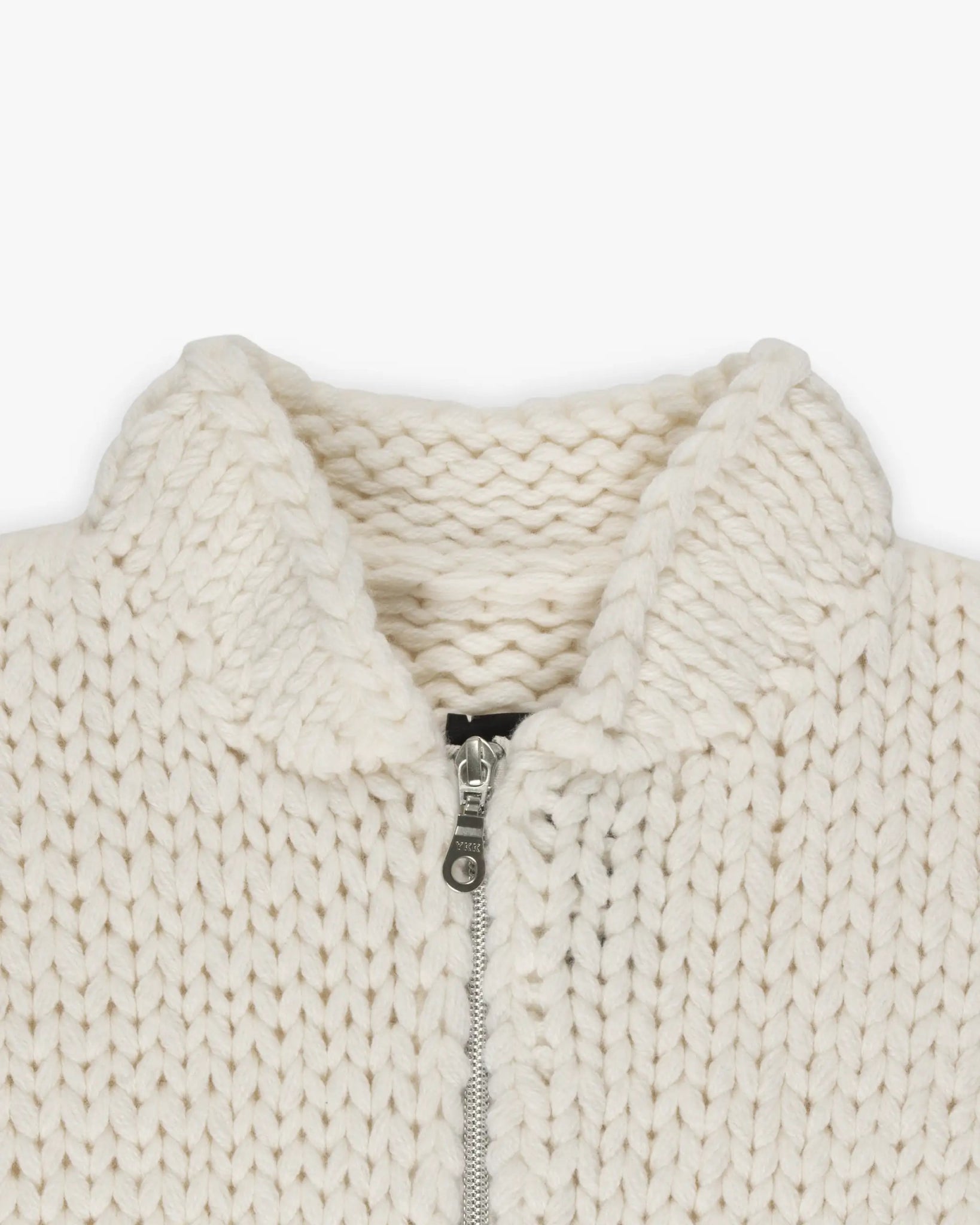 Weiße Wolle - Zip - Woker - Cardigan von Ilona von Preuschen - Knitwear Ilona von Preuschen