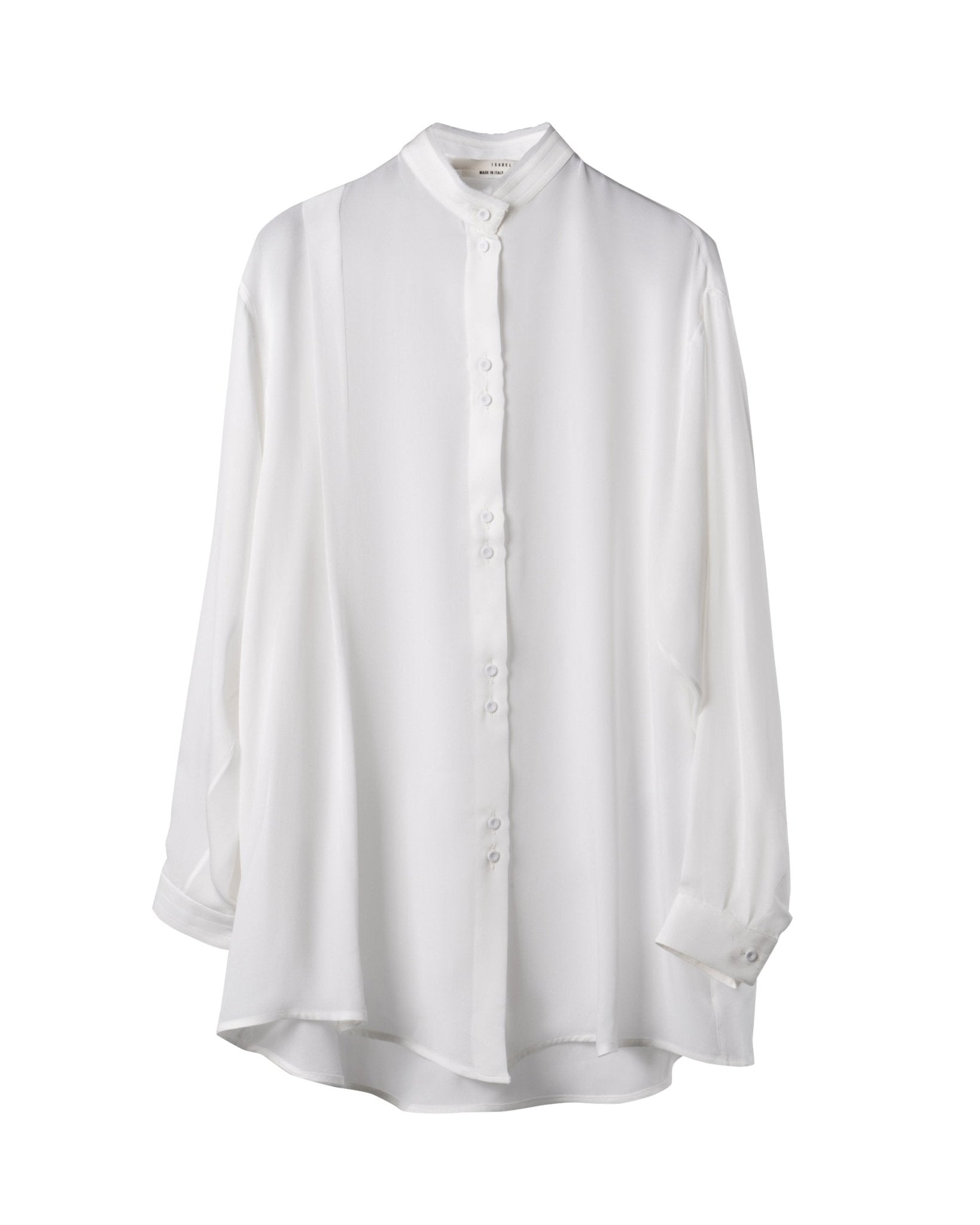 ISABEL BENENATO | COLLARLESS SILK BLOUSE - Blouses ISABEL BENENATO